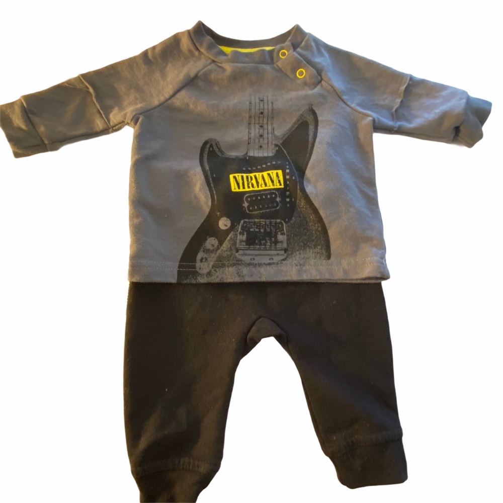 Nirvana Rock Band Guitar Baby Boys 2piece Set 0-3m
